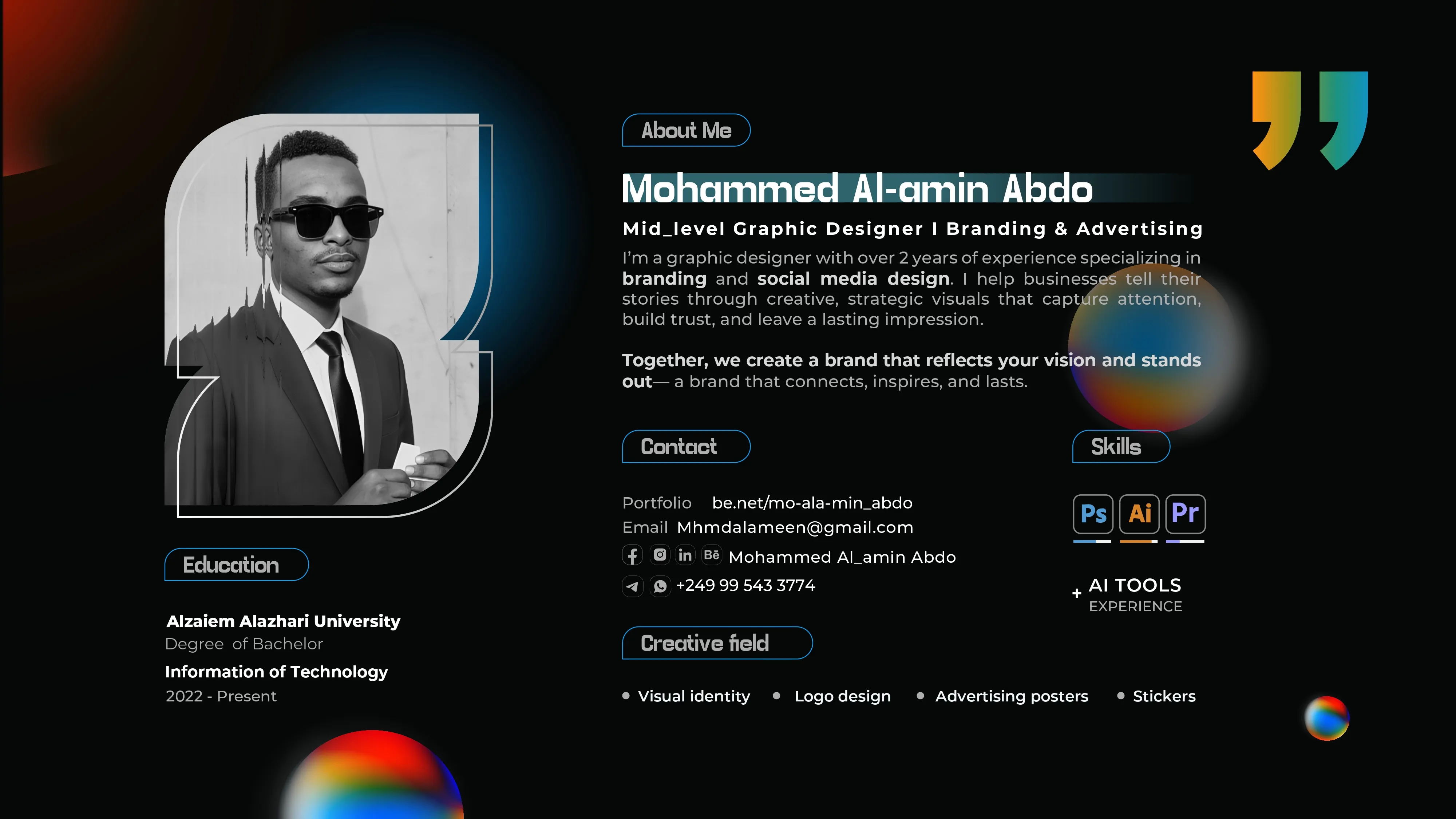 About Mohamed Al-Amin portfolio page